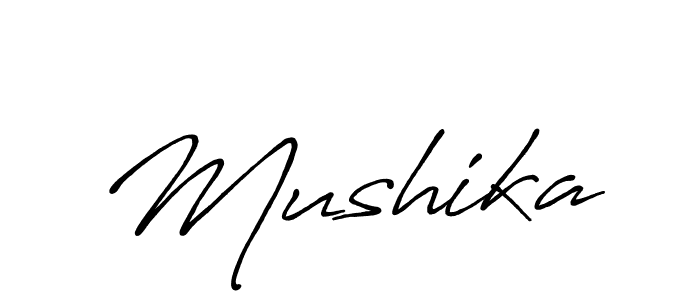 Design your own signature with our free online signature maker. With this signature software, you can create a handwritten (Antro_Vectra_Bolder) signature for name Mushika. Mushika signature style 7 images and pictures png