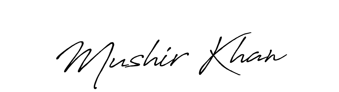 Use a signature maker to create a handwritten signature online. With this signature software, you can design (Antro_Vectra_Bolder) your own signature for name Mushir Khan. Mushir Khan signature style 7 images and pictures png