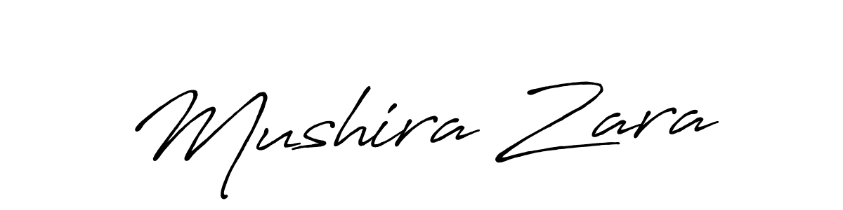Make a beautiful signature design for name Mushira Zara. With this signature (Antro_Vectra_Bolder) style, you can create a handwritten signature for free. Mushira Zara signature style 7 images and pictures png