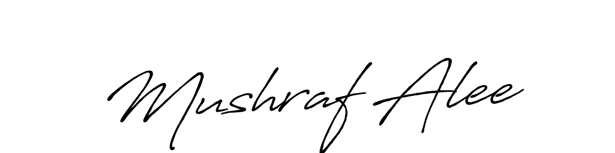if you are searching for the best signature style for your name Mushraf Alee. so please give up your signature search. here we have designed multiple signature styles  using Antro_Vectra_Bolder. Mushraf Alee signature style 7 images and pictures png