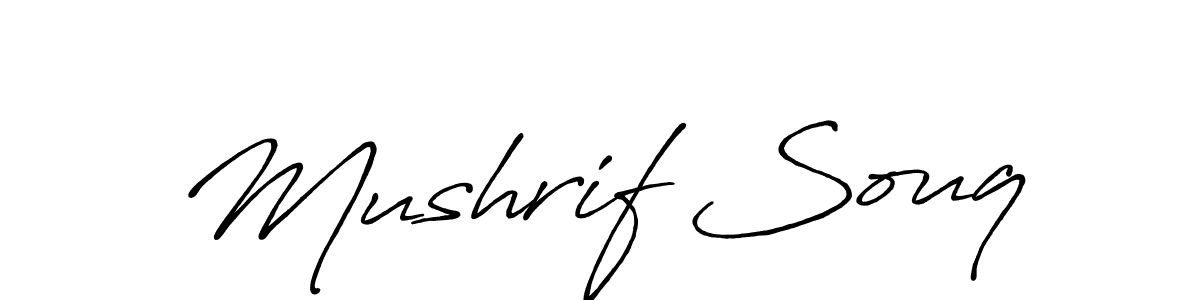 Make a beautiful signature design for name Mushrif Souq. With this signature (Antro_Vectra_Bolder) style, you can create a handwritten signature for free. Mushrif Souq signature style 7 images and pictures png