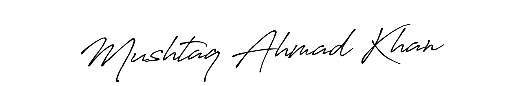 How to make Mushtaq Ahmad Khan name signature. Use Antro_Vectra_Bolder style for creating short signs online. This is the latest handwritten sign. Mushtaq Ahmad Khan signature style 7 images and pictures png