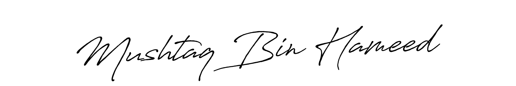 How to make Mushtaq Bin Hameed name signature. Use Antro_Vectra_Bolder style for creating short signs online. This is the latest handwritten sign. Mushtaq Bin Hameed signature style 7 images and pictures png