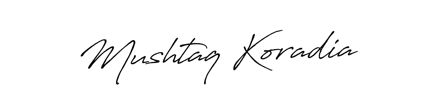 How to make Mushtaq Koradia name signature. Use Antro_Vectra_Bolder style for creating short signs online. This is the latest handwritten sign. Mushtaq Koradia signature style 7 images and pictures png