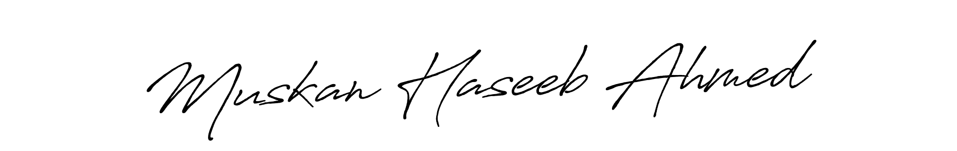 How to make Muskan Haseeb Ahmed signature? Antro_Vectra_Bolder is a professional autograph style. Create handwritten signature for Muskan Haseeb Ahmed name. Muskan Haseeb Ahmed signature style 7 images and pictures png