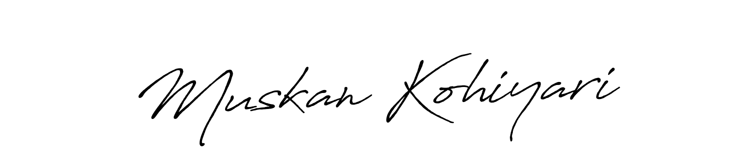 Make a beautiful signature design for name Muskan Kohiyari. With this signature (Antro_Vectra_Bolder) style, you can create a handwritten signature for free. Muskan Kohiyari signature style 7 images and pictures png