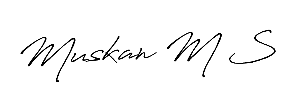 How to make Muskan M S name signature. Use Antro_Vectra_Bolder style for creating short signs online. This is the latest handwritten sign. Muskan M S signature style 7 images and pictures png