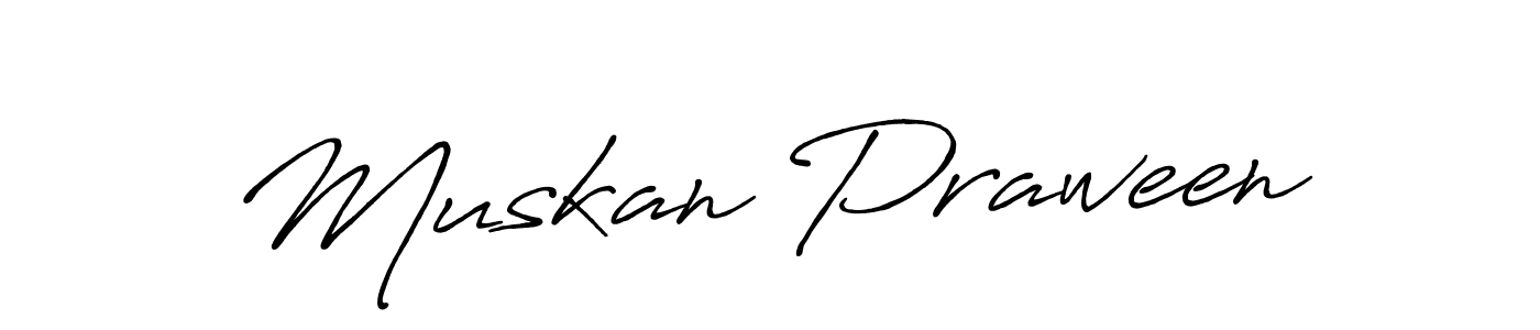 Antro_Vectra_Bolder is a professional signature style that is perfect for those who want to add a touch of class to their signature. It is also a great choice for those who want to make their signature more unique. Get Muskan Praween name to fancy signature for free. Muskan Praween signature style 7 images and pictures png
