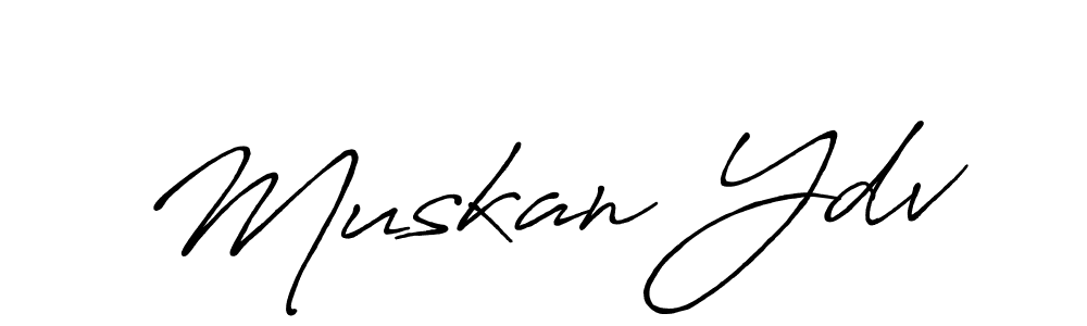 You should practise on your own different ways (Antro_Vectra_Bolder) to write your name (Muskan Ydv) in signature. don't let someone else do it for you. Muskan Ydv signature style 7 images and pictures png