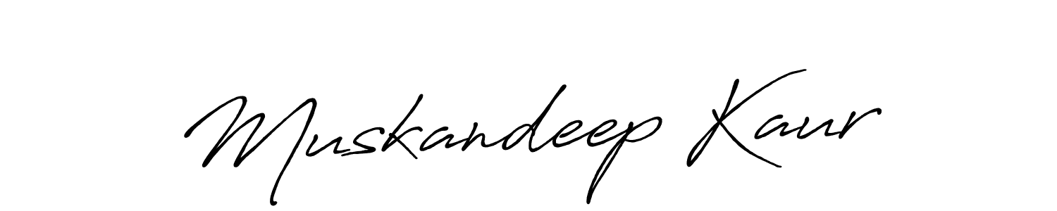 Make a beautiful signature design for name Muskandeep Kaur. With this signature (Antro_Vectra_Bolder) style, you can create a handwritten signature for free. Muskandeep Kaur signature style 7 images and pictures png