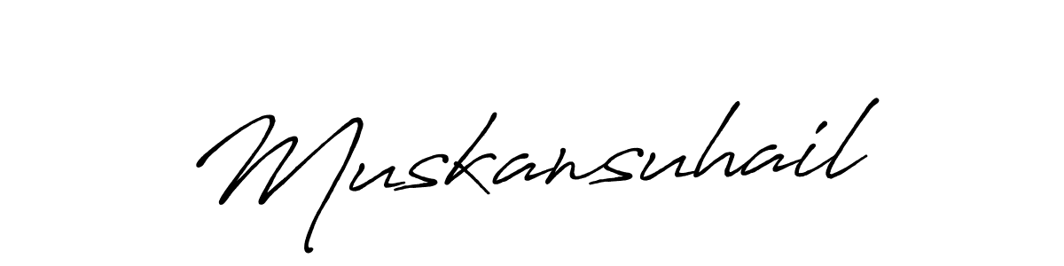 Muskansuhail stylish signature style. Best Handwritten Sign (Antro_Vectra_Bolder) for my name. Handwritten Signature Collection Ideas for my name Muskansuhail. Muskansuhail signature style 7 images and pictures png