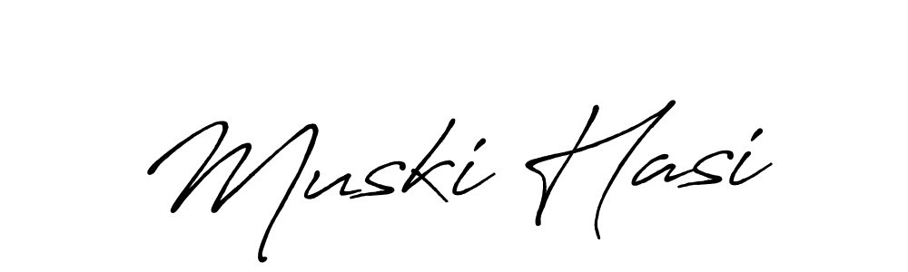 How to make Muski Hasi name signature. Use Antro_Vectra_Bolder style for creating short signs online. This is the latest handwritten sign. Muski Hasi signature style 7 images and pictures png