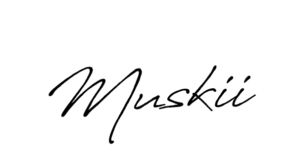 How to make Muskii signature? Antro_Vectra_Bolder is a professional autograph style. Create handwritten signature for Muskii name. Muskii signature style 7 images and pictures png