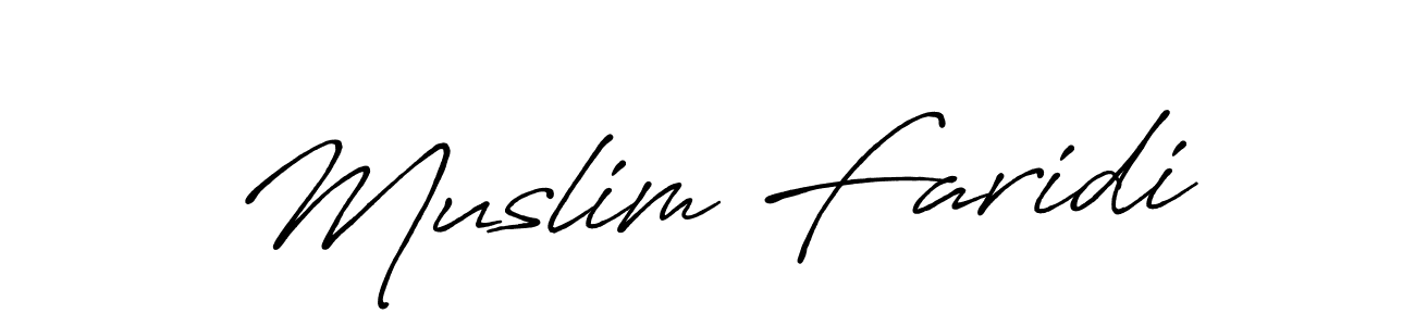 Create a beautiful signature design for name Muslim Faridi. With this signature (Antro_Vectra_Bolder) fonts, you can make a handwritten signature for free. Muslim Faridi signature style 7 images and pictures png
