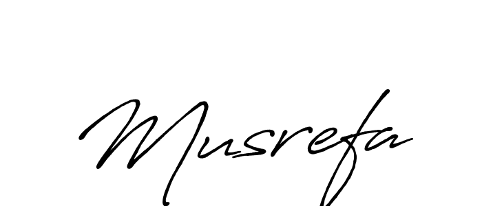 Use a signature maker to create a handwritten signature online. With this signature software, you can design (Antro_Vectra_Bolder) your own signature for name Musrefa. Musrefa signature style 7 images and pictures png