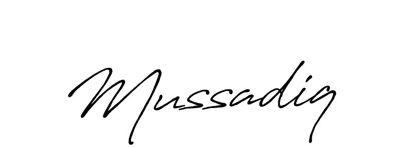 Create a beautiful signature design for name Mussadiq. With this signature (Antro_Vectra_Bolder) fonts, you can make a handwritten signature for free. Mussadiq signature style 7 images and pictures png