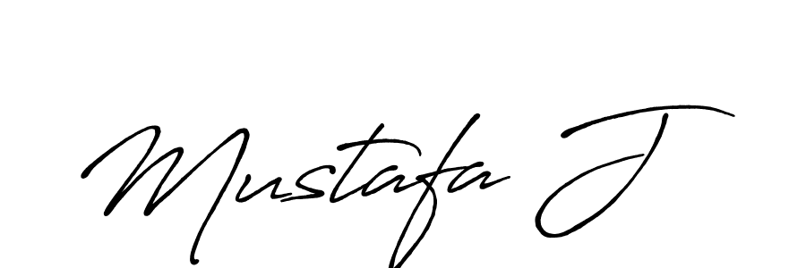 How to make Mustafa J name signature. Use Antro_Vectra_Bolder style for creating short signs online. This is the latest handwritten sign. Mustafa J signature style 7 images and pictures png