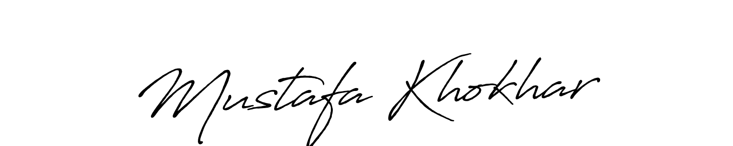 Make a beautiful signature design for name Mustafa Khokhar. With this signature (Antro_Vectra_Bolder) style, you can create a handwritten signature for free. Mustafa Khokhar signature style 7 images and pictures png