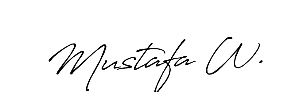 Also You can easily find your signature by using the search form. We will create Mustafa W. name handwritten signature images for you free of cost using Antro_Vectra_Bolder sign style. Mustafa W. signature style 7 images and pictures png