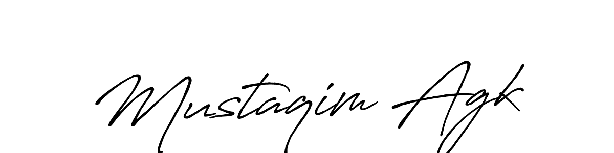 How to make Mustaqim Agk name signature. Use Antro_Vectra_Bolder style for creating short signs online. This is the latest handwritten sign. Mustaqim Agk signature style 7 images and pictures png