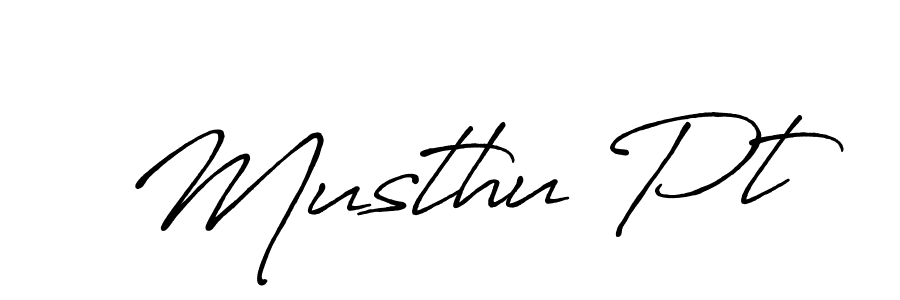 Make a beautiful signature design for name Musthu Pt. With this signature (Antro_Vectra_Bolder) style, you can create a handwritten signature for free. Musthu Pt signature style 7 images and pictures png
