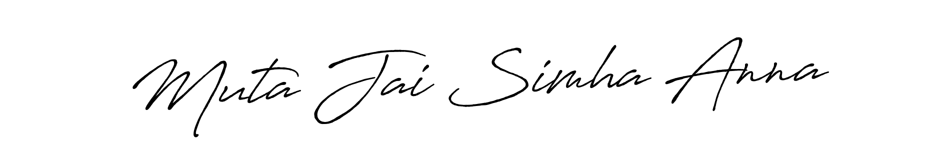 The best way (Antro_Vectra_Bolder) to make a short signature is to pick only two or three words in your name. The name Muta Jai Simha Anna include a total of six letters. For converting this name. Muta Jai Simha Anna signature style 7 images and pictures png