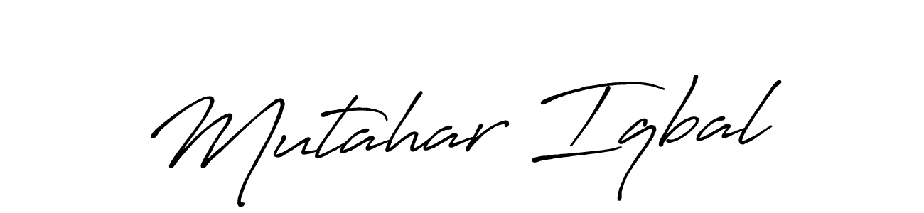 Make a beautiful signature design for name Mutahar Iqbal. With this signature (Antro_Vectra_Bolder) style, you can create a handwritten signature for free. Mutahar Iqbal signature style 7 images and pictures png
