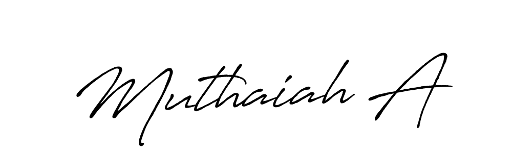 Make a beautiful signature design for name Muthaiah A. With this signature (Antro_Vectra_Bolder) style, you can create a handwritten signature for free. Muthaiah A signature style 7 images and pictures png