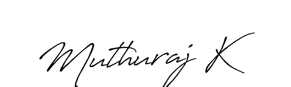 How to make Muthuraj K name signature. Use Antro_Vectra_Bolder style for creating short signs online. This is the latest handwritten sign. Muthuraj K signature style 7 images and pictures png