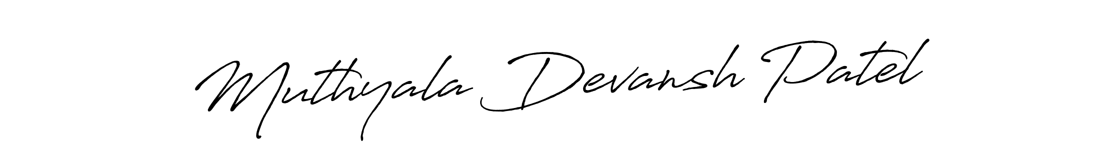 How to make Muthyala Devansh Patel name signature. Use Antro_Vectra_Bolder style for creating short signs online. This is the latest handwritten sign. Muthyala Devansh Patel signature style 7 images and pictures png