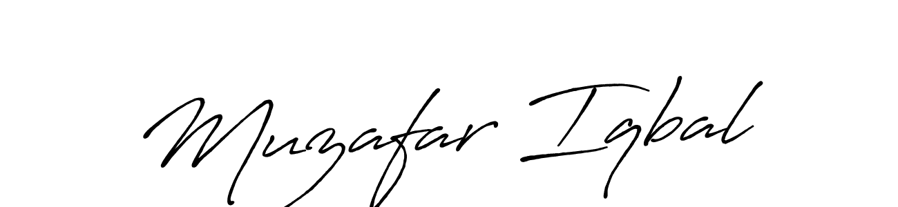 Create a beautiful signature design for name Muzafar Iqbal. With this signature (Antro_Vectra_Bolder) fonts, you can make a handwritten signature for free. Muzafar Iqbal signature style 7 images and pictures png