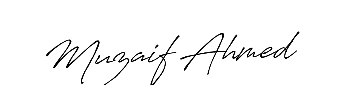 Use a signature maker to create a handwritten signature online. With this signature software, you can design (Antro_Vectra_Bolder) your own signature for name Muzaif Ahmed. Muzaif Ahmed signature style 7 images and pictures png