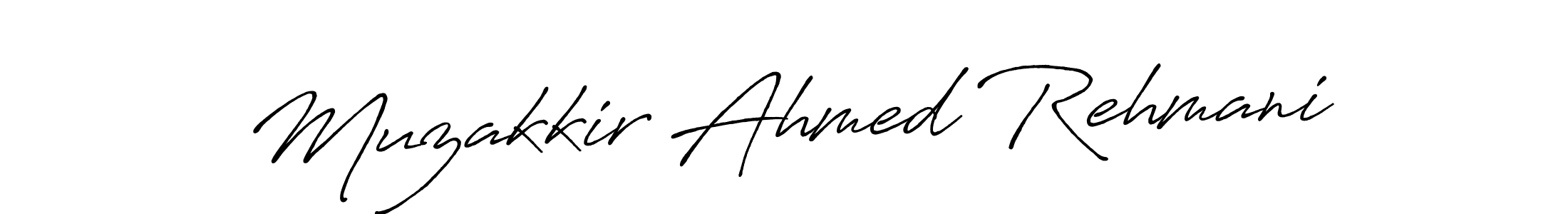 How to make Muzakkir Ahmed Rehmani name signature. Use Antro_Vectra_Bolder style for creating short signs online. This is the latest handwritten sign. Muzakkir Ahmed Rehmani signature style 7 images and pictures png