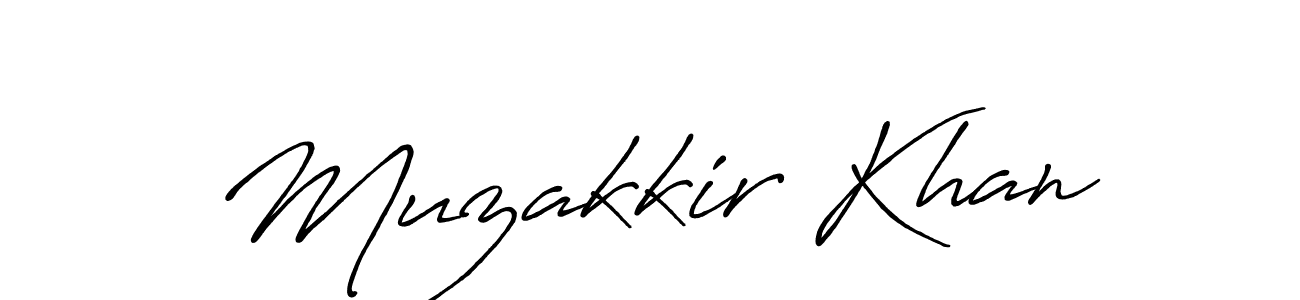 Create a beautiful signature design for name Muzakkir Khan. With this signature (Antro_Vectra_Bolder) fonts, you can make a handwritten signature for free. Muzakkir Khan signature style 7 images and pictures png