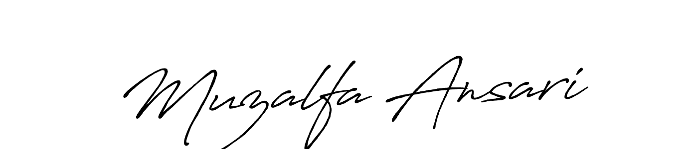 Make a beautiful signature design for name Muzalfa Ansari. With this signature (Antro_Vectra_Bolder) style, you can create a handwritten signature for free. Muzalfa Ansari signature style 7 images and pictures png
