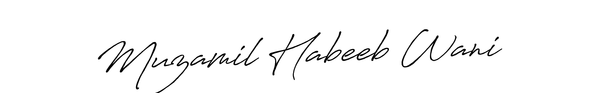 You should practise on your own different ways (Antro_Vectra_Bolder) to write your name (Muzamil Habeeb Wani) in signature. don't let someone else do it for you. Muzamil Habeeb Wani signature style 7 images and pictures png