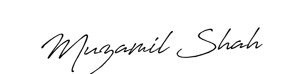 Make a beautiful signature design for name Muzamil Shah. With this signature (Antro_Vectra_Bolder) style, you can create a handwritten signature for free. Muzamil Shah signature style 7 images and pictures png