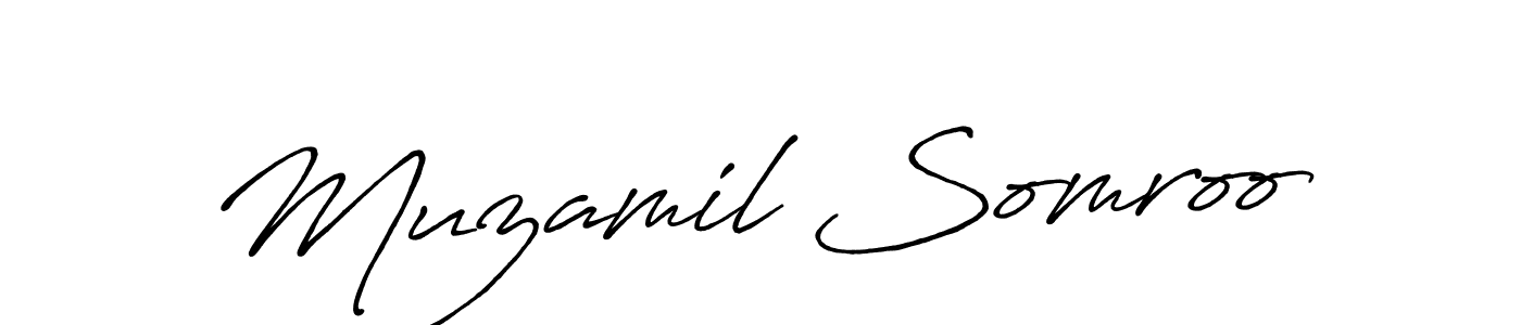 It looks lik you need a new signature style for name Muzamil Somroo. Design unique handwritten (Antro_Vectra_Bolder) signature with our free signature maker in just a few clicks. Muzamil Somroo signature style 7 images and pictures png