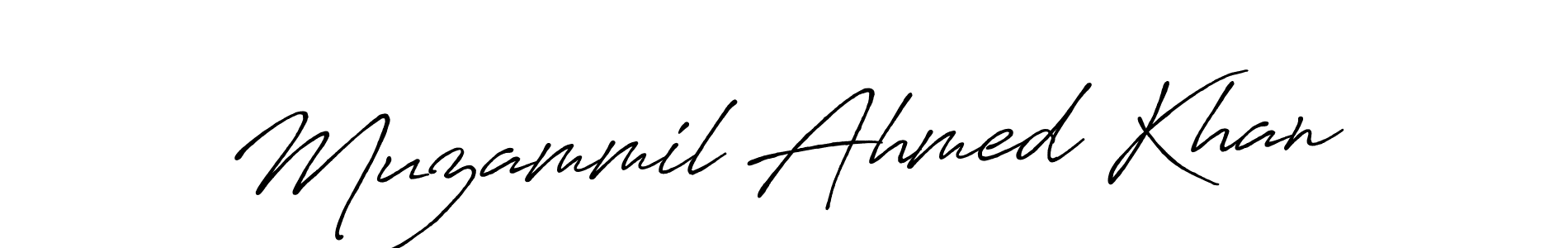 Create a beautiful signature design for name Muzammil Ahmed Khan. With this signature (Antro_Vectra_Bolder) fonts, you can make a handwritten signature for free. Muzammil Ahmed Khan signature style 7 images and pictures png