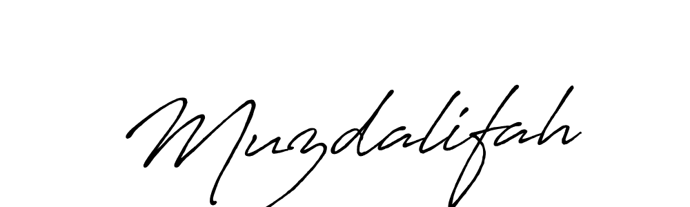 How to make Muzdalifah name signature. Use Antro_Vectra_Bolder style for creating short signs online. This is the latest handwritten sign. Muzdalifah signature style 7 images and pictures png