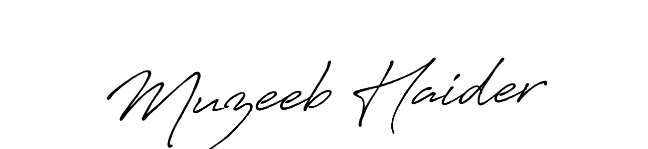 Make a beautiful signature design for name Muzeeb Haider. With this signature (Antro_Vectra_Bolder) style, you can create a handwritten signature for free. Muzeeb Haider signature style 7 images and pictures png