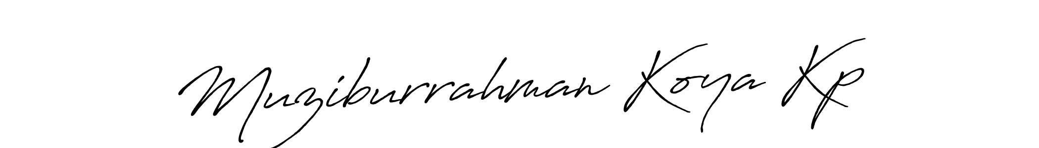 Create a beautiful signature design for name Muziburrahman Koya Kp. With this signature (Antro_Vectra_Bolder) fonts, you can make a handwritten signature for free. Muziburrahman Koya Kp signature style 7 images and pictures png