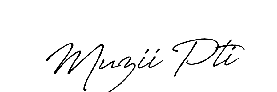 You should practise on your own different ways (Antro_Vectra_Bolder) to write your name (Muzii Pti) in signature. don't let someone else do it for you. Muzii Pti signature style 7 images and pictures png