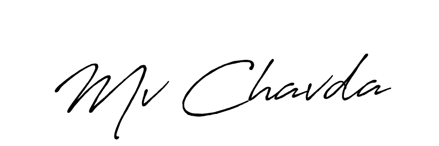 Also You can easily find your signature by using the search form. We will create Mv Chavda name handwritten signature images for you free of cost using Antro_Vectra_Bolder sign style. Mv Chavda signature style 7 images and pictures png