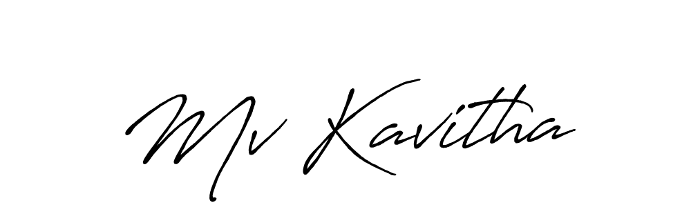 Make a beautiful signature design for name Mv Kavitha. With this signature (Antro_Vectra_Bolder) style, you can create a handwritten signature for free. Mv Kavitha signature style 7 images and pictures png