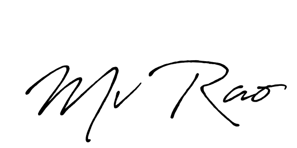 Mv Rao stylish signature style. Best Handwritten Sign (Antro_Vectra_Bolder) for my name. Handwritten Signature Collection Ideas for my name Mv Rao. Mv Rao signature style 7 images and pictures png
