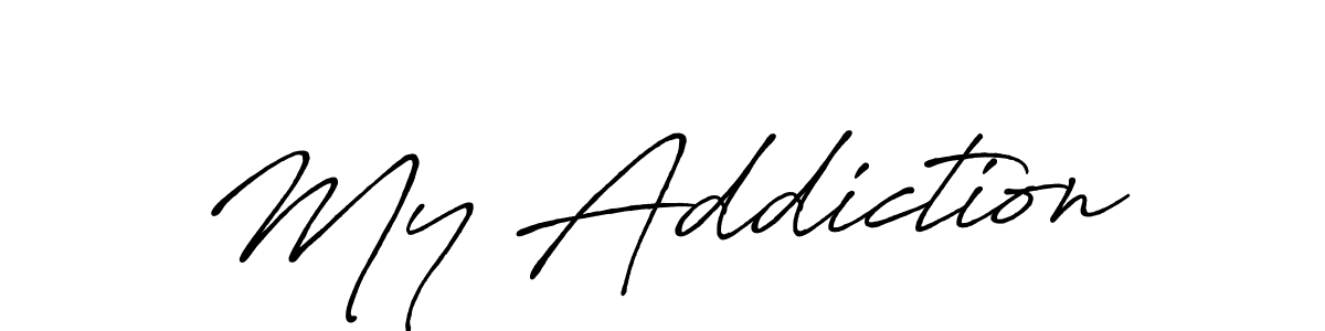 It looks lik you need a new signature style for name My Addiction. Design unique handwritten (Antro_Vectra_Bolder) signature with our free signature maker in just a few clicks. My Addiction signature style 7 images and pictures png