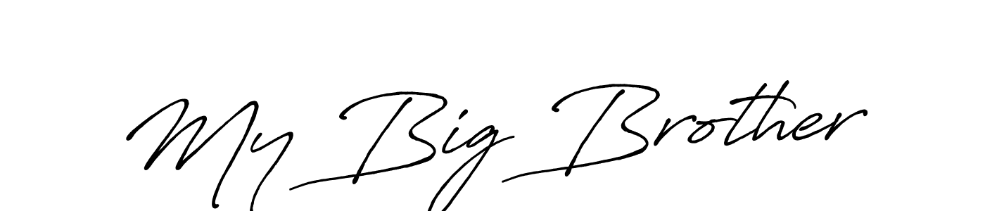 The best way (Antro_Vectra_Bolder) to make a short signature is to pick only two or three words in your name. The name My Big Brother include a total of six letters. For converting this name. My Big Brother signature style 7 images and pictures png