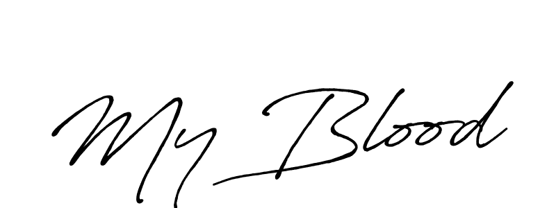 How to make My Blood name signature. Use Antro_Vectra_Bolder style for creating short signs online. This is the latest handwritten sign. My Blood signature style 7 images and pictures png