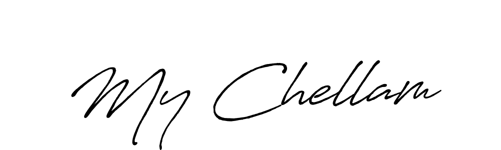Similarly Antro_Vectra_Bolder is the best handwritten signature design. Signature creator online .You can use it as an online autograph creator for name My Chellam. My Chellam signature style 7 images and pictures png